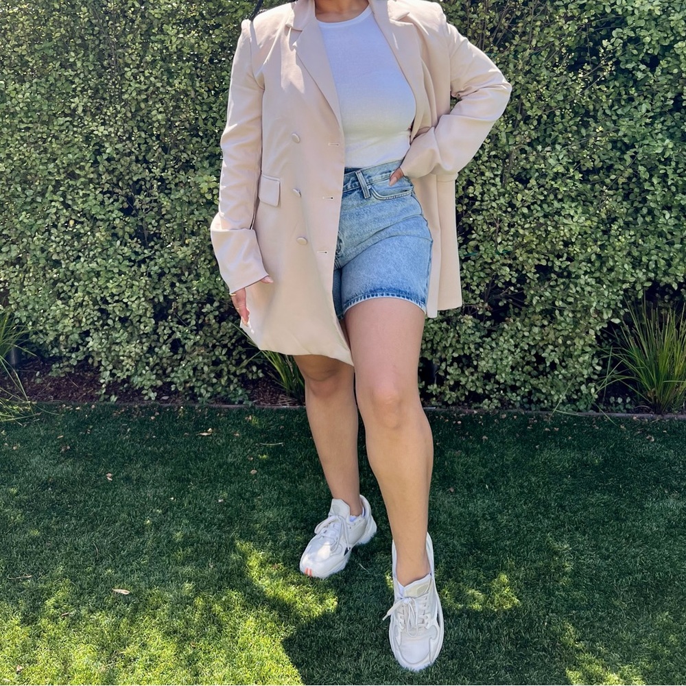 Nude blush oversized blazer dress-PLT
